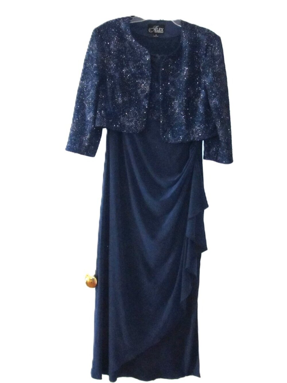 Alex Evenings Matte Jersey Maxi Two-Piece Gown with Bolero Jacket size 16